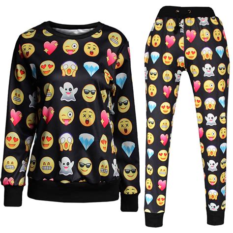 3d Emoji Expression Smile Sweatshirts Pants Suit Women Hoodies Jogger