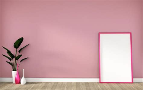 Premium Photo Empty Room With Pink Frame On Hardwood Floor And Pink