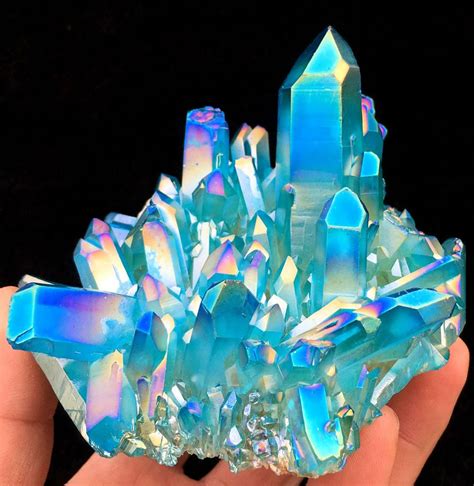 595g Light Blue Quartz Crystal Titanium Coating Crystal Cluster