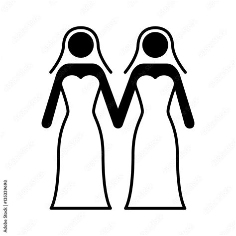 Gay Marriage With Two Lesbian Women Flat Vector Icon For Wedding Apps And Websites Stock Vector