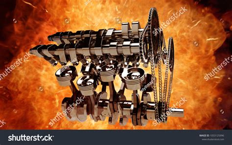 3d Model Working V8 Engine Explosions Stock Illustration 1053125996