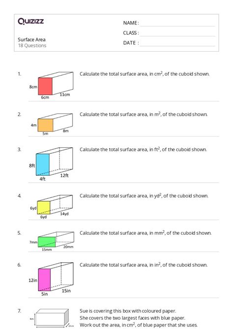 50 Volume And Surface Area Of Cubes Worksheets On Quizizz Free