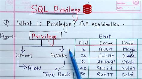 Dcl Commands In Sql Privileges Grant And Revoke With Example Youtube