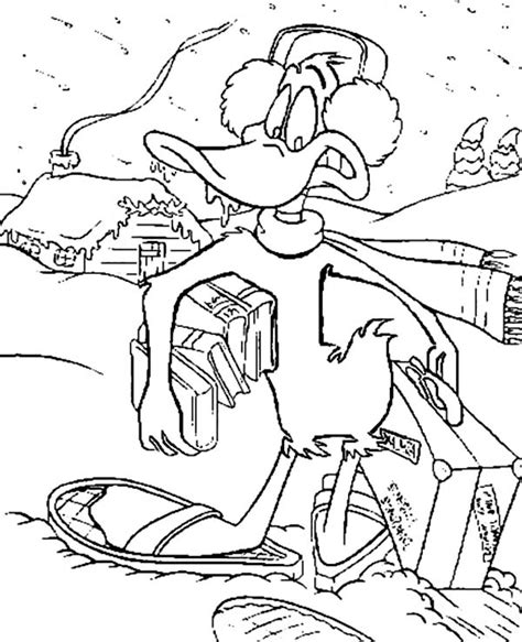 Daffy Duck On Vacation To Sno Village Coloring Pages Netart
