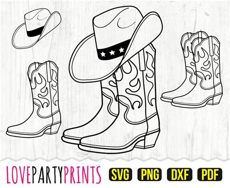 Cowboy Boots Svg Dxf Png Pdf Cowgirl Boots Svg Western Etsy
