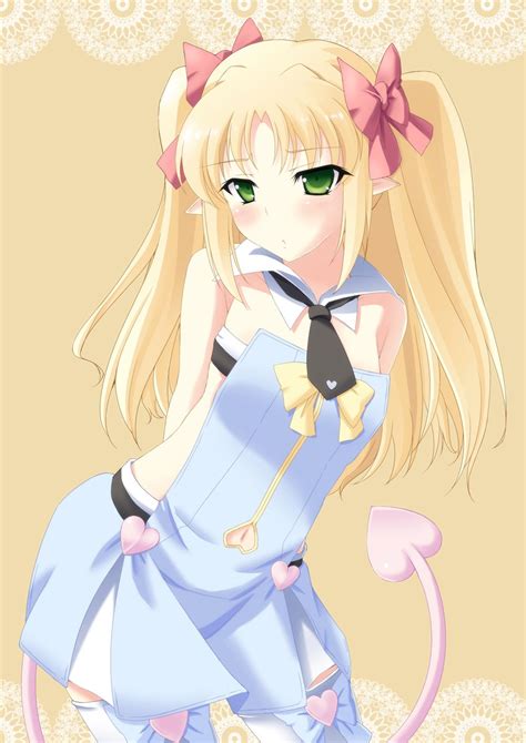 1girl O Arms Behind Back Astarotte Ygvar Blonde Hair Blush Bow Colored
