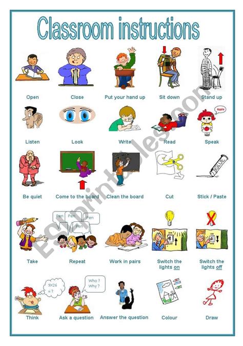 Classroom Instructions A Handout Editable Esl Worksheet By Ludique22