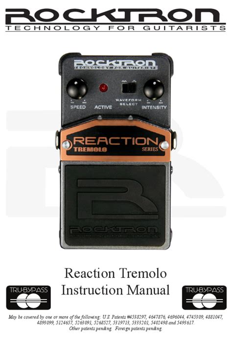 Rocktron Reaction Tremolo Instruction Manual Pdf Download Manualslib