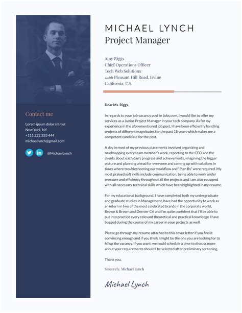 It's where you share your point of view in your own voice. Project Manager Cover Letter Template | Visme