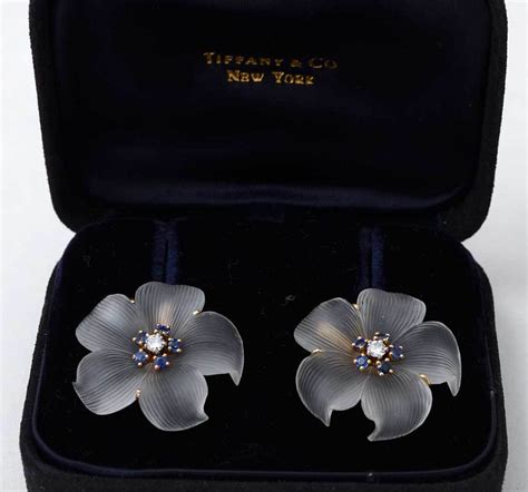 Tiffany hardwear:link earrings in sterling silver, small. TIFFANY Rock Crystal Flower Earrings at 1stdibs