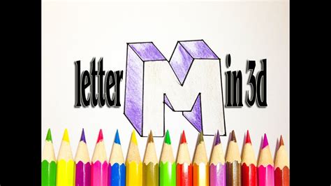 They give emphasis and are often titles or taglines for designs. how to draw the letter M in 3D - We Drawing Letter M step ...