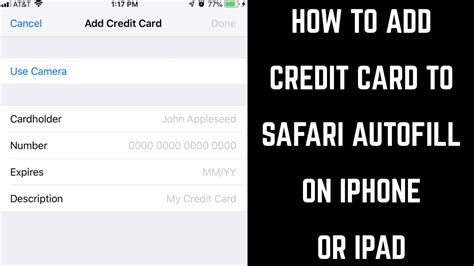 This way you can dramatically reduce the time it takes you normally to buy something online. How to Add Credit Card to Safari AutoFill on iPhone or iPad - YouTube