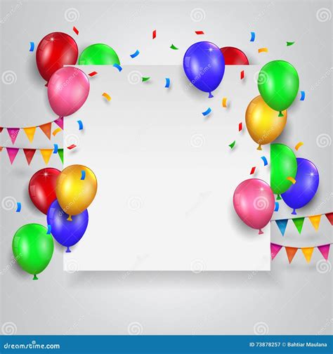 Birthday Balloons With Blank Sign Stock Vector Illustration Of Party