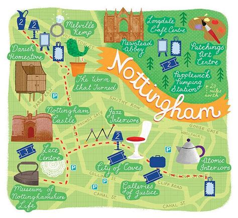Nottingham Map Illustrated Map Nottingham Map Nottingham