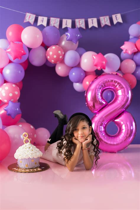 Eight Years Old Photoshoot On Studio For Girl Baby Birthday