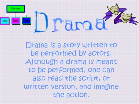 Drama comes from greek words meaning to do or to act. a drama, or play, is basically a story acted out. Literature what is it - Presentation English Literature