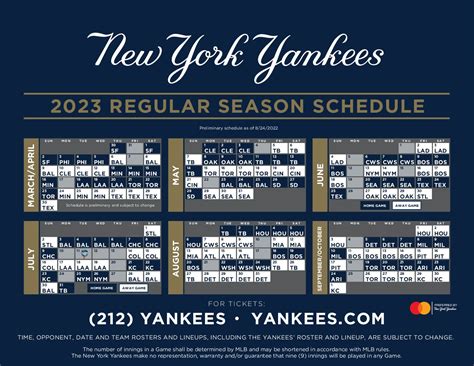 2023 Yankees Schedule Pdf 