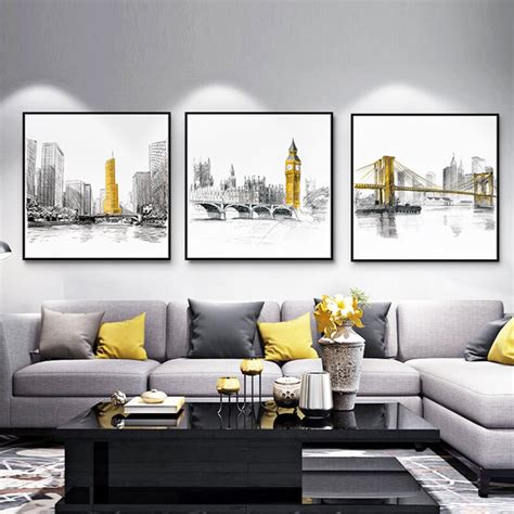 Cityscape Wall Art Canvas Painting Abstract Architecture City Etsy
