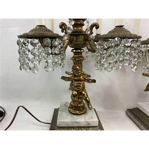 Hollywood Regency Brass Cherub Candelabras Table Lamps A Pair Chairish