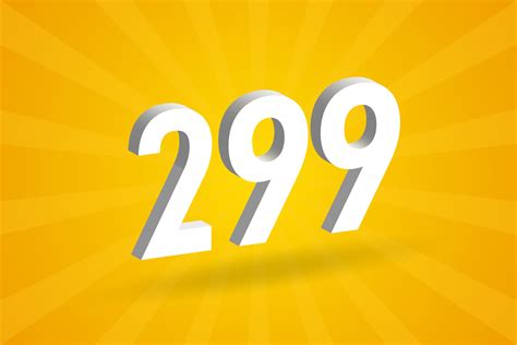 3d 299 Number Font Alphabet White 3d Number 299 With Yellow Background