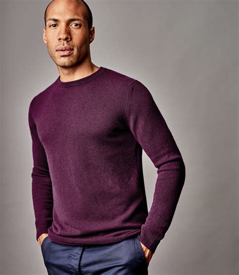 Dark Berry Mens Pure Cashmere Crew Neck Sweater Woolovers Us