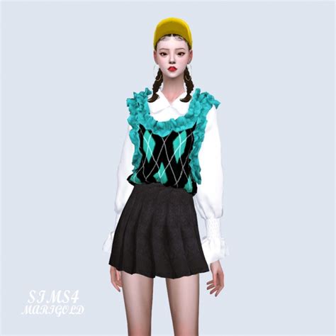 Frill Vest With Blouse At Marigold Sims 4 Updates