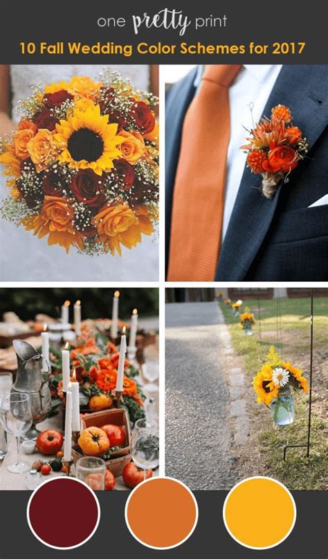 An Orange And Yellow Wedding Color Scheme With Sunflowers Roses Pumpkins
