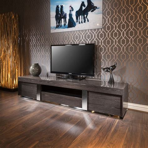 Quatropi Luxury Large Tv Stand Cabinet Lacquered Black Grain Veneer