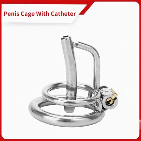 New Male Chastity Cage Device Erotic With Urinary Catheter Chastity