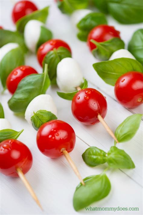 Christmas christmas appetizers christmas cooking christmas starters christmas food festive christmas christmas party food christmas bring one of these creative appetizers to your christmas party! Caprese Kabobs - Easy Summer BBQ Appetizer Idea