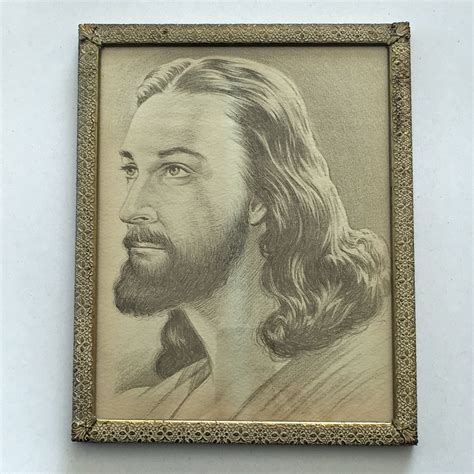 Jesus Retrato En Marco De Metal Por Clarence Retrato Etsy