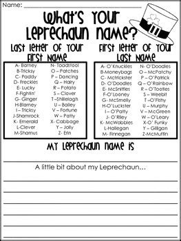 What S Your Leprechaun Name Printable