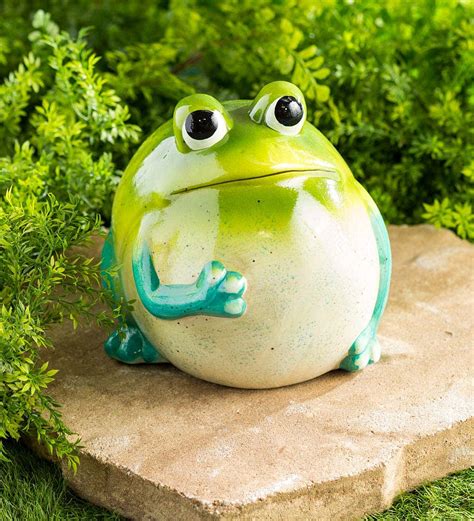 Hand Painted Indooroutdoor Big Belly Ceramic Frog Sculpture Ebay