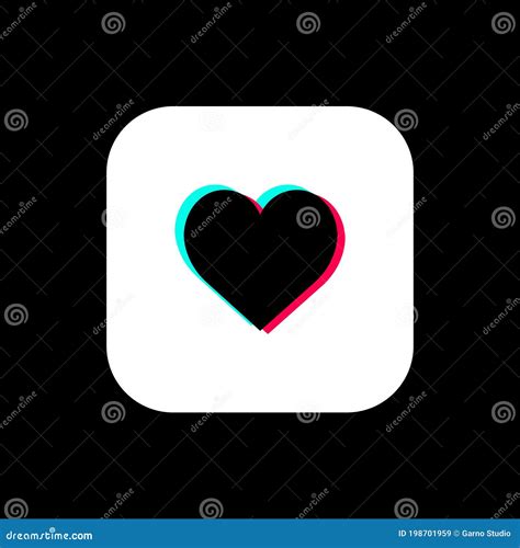 Tiktok Heart Icon Duotone Heart Button Like Stock Vector