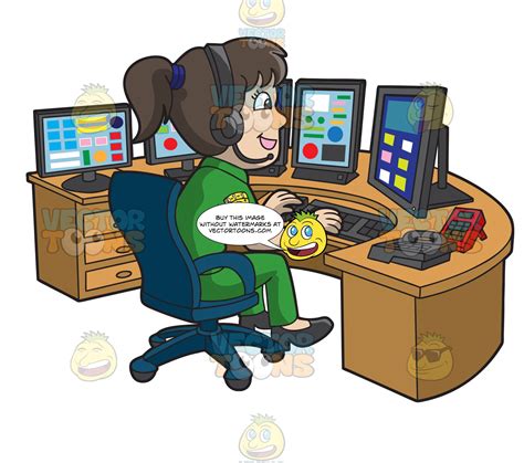 A Friendly Female 911 Dispatcher Clipart Cartoons By