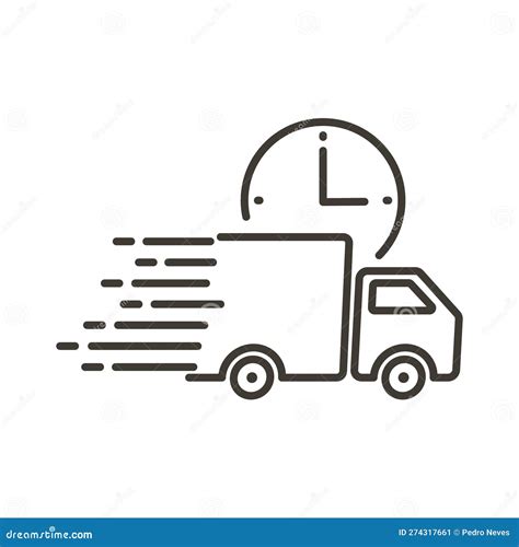 Fast Shipping Service Icon with Truck Driving Fast. Vector Flat