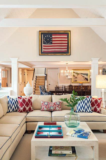 Nautical Living Room With Red White And Blue Decor Living Room