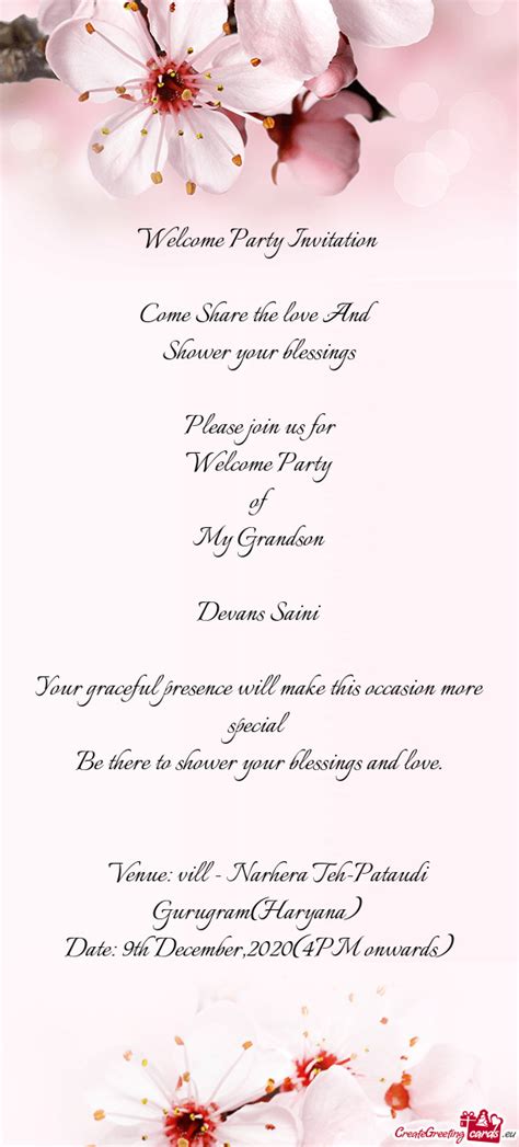 Welcome Party Invitation Free Cards