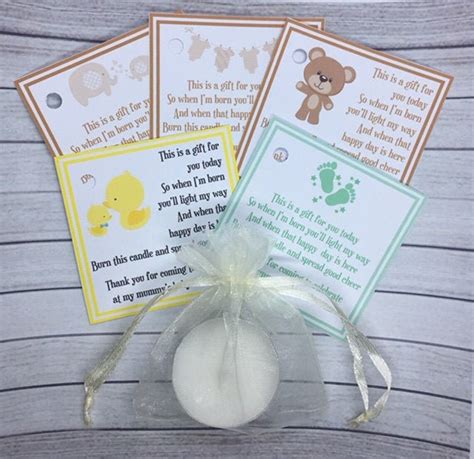 Baby Shower Scented Tealight Candle Favours With Personalised Etsy