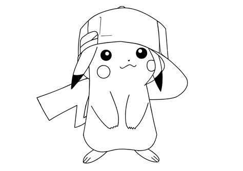 Pikachu Cute Coloring Page