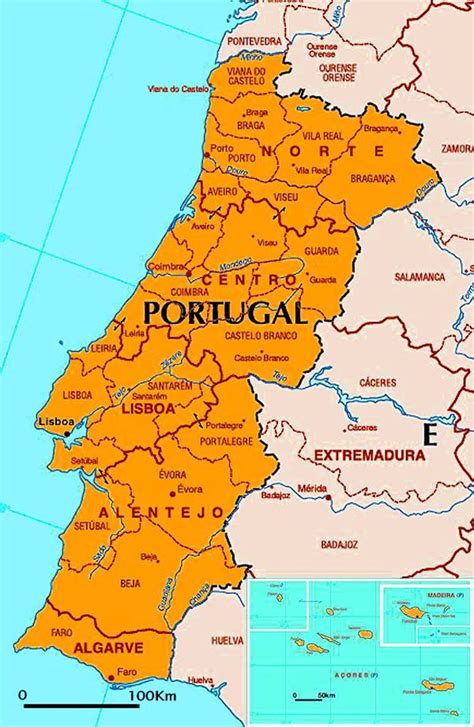 Portugal Political Map Roteiro De Viagem Portugal Portugal Portugal