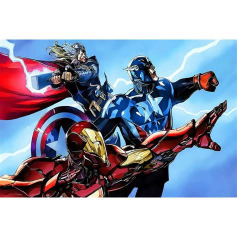 Captain America Iron Man Lightning Marvel Comics Canvas Or Print Wall