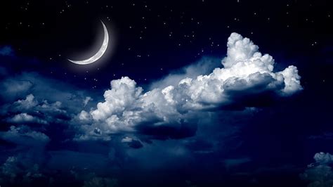 Hd Wallpaper Nature Moonlight Clouds Stars Starry Night Night Sky
