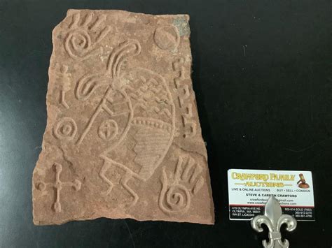 Vintage Native American Hopi Kokopelli Fertility Symbol Etched Ceramic