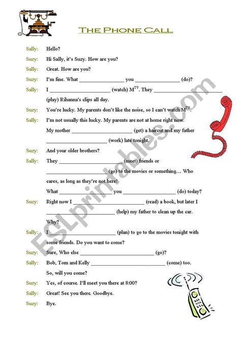 The Phone Call Esl Worksheet By Machla
