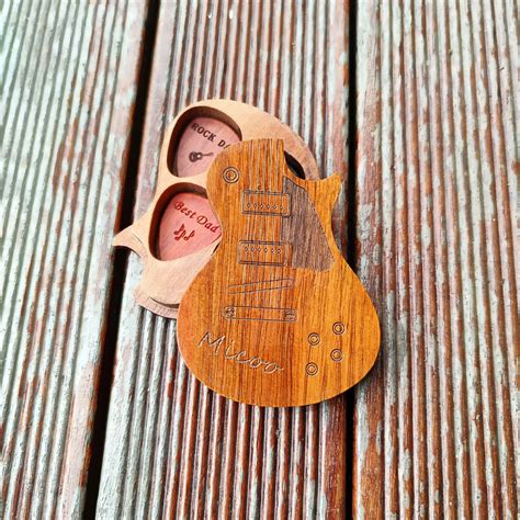 Personalized Wooden Guitar Pick Box Custom Wood Pick Holder Etsy