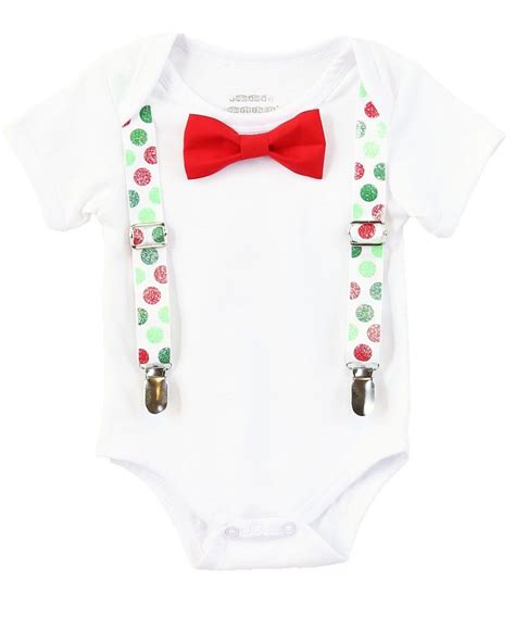 Noahs Boytique Baby Boys Christmas Outfit Dot Suspenders Santa Pictures