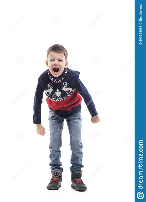 Expressive Frustrated Little Kid Screaming And Yelling At Camera With