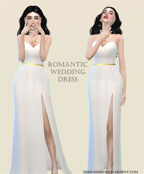 Sims Fashion01 Simsfashion01 Wedding Dress With Gold Belt The Sims 4