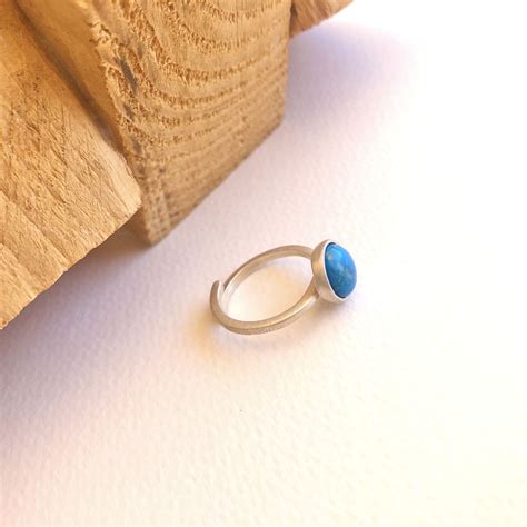 Turquoise Blue Howlite Ring Sterling Silver Gemstone Cabochon Ring